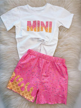 Short sleeves Mini top pink sprinkle ice cream girls clothes