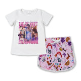 White top scarf butterfly shorts singer girls clothing