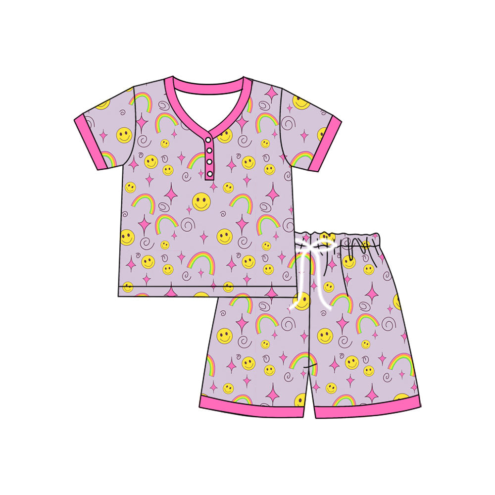 Short sleeves smile rainbow adult women pajamas