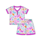 Short sleeves colorful butterfly adult women pajamas
