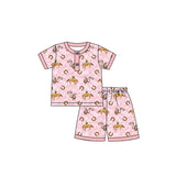 Short sleeves pink rodeo western kids girls pajamas