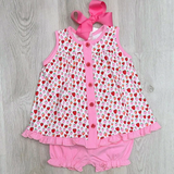 Sleeveless strawberry ruffle top pink shorts girls clothes