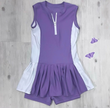 Sleeveless Lavender white patchwork tunic shorts girls activewear