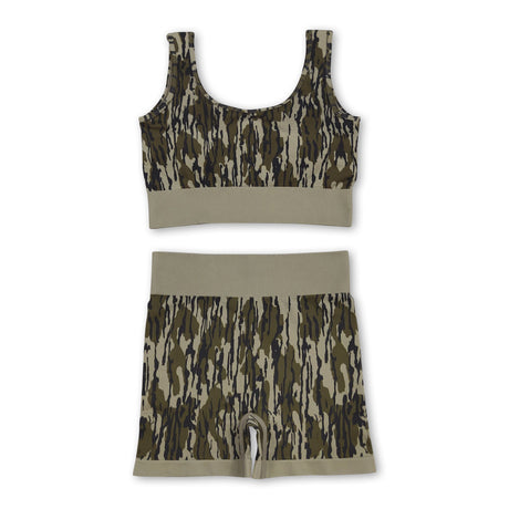 Sleeveless bottomland camo thick fabric adult women activewear