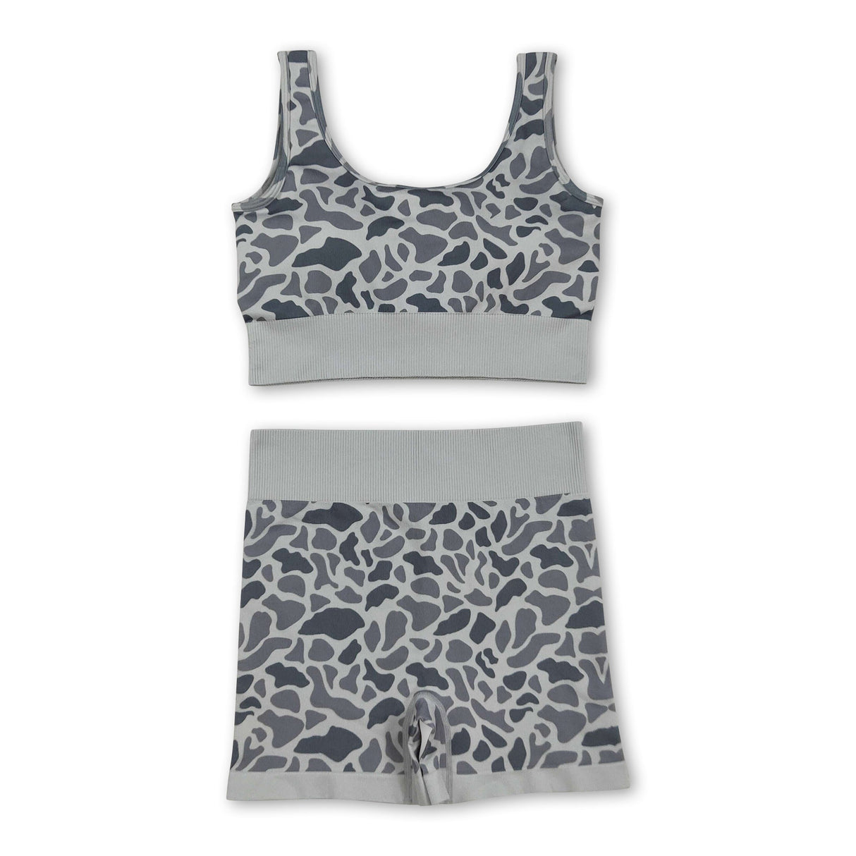 Sleeveless grey camo thick fabric adult women activewear