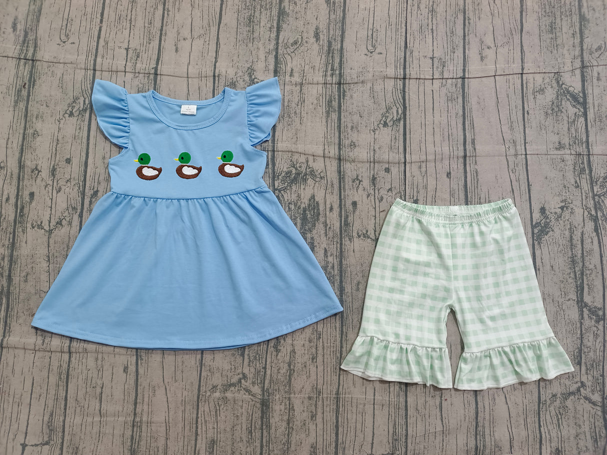 blue duck girl short sleeve set