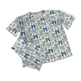 blue bows print girl long sleeve set