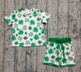 Short sleeves green clover top shorts girls St Patrick's set