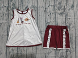 Guitar boots bow hat top ruffle shorts western girls set