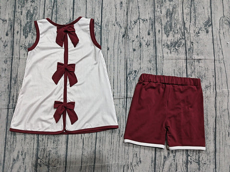 Guitar boots bow hat top ruffle shorts western girls set