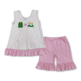 Polka dots golf cart floral tunic shorts girls clothes