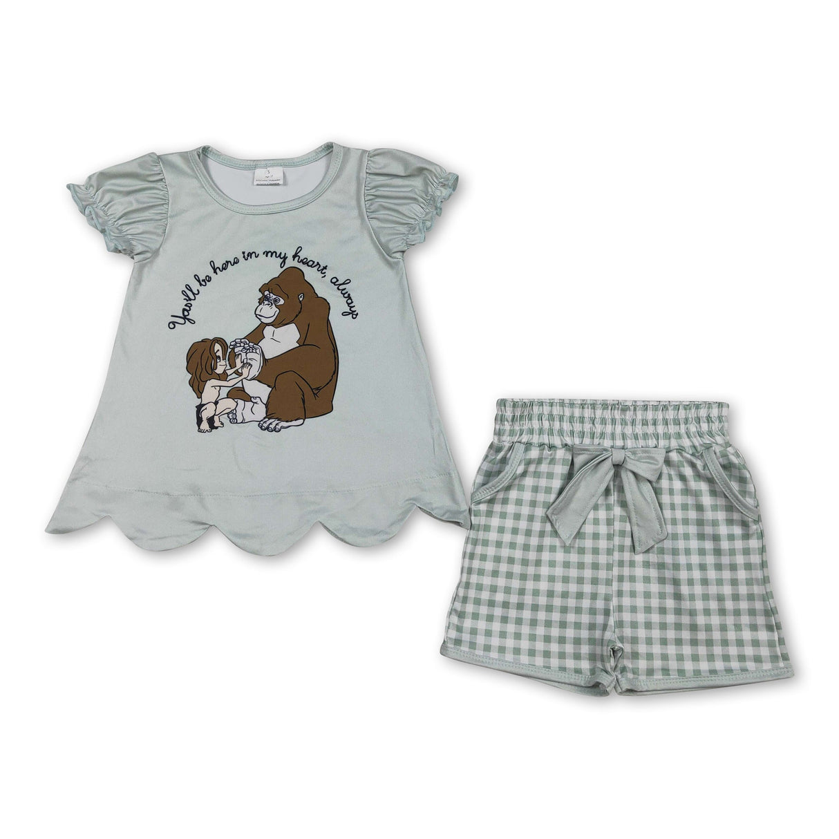 You'll be here in my heart top plaid shorts girls outfits