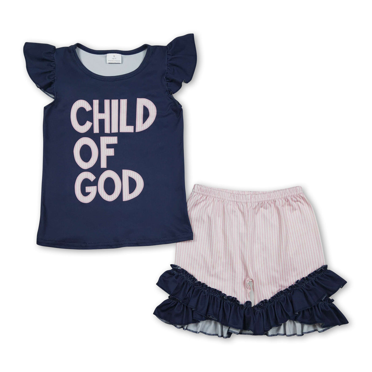 Flutter sleeves child of god top stripe shorts girls outfits