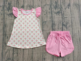 Flutter sleeves floral top pink cotton shorts girls outfits