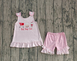 Pink best day ever chicken stripe kids girls summer outfits