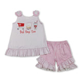 Pink best day ever chicken stripe kids girls summer outfits