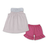 Sleeveless sheep cross embroidery kids girls Easter outfits