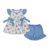 Flutter sleeves rabbit tunic shorts girls Easter outfits