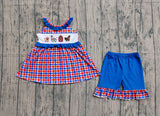 Ruffle sleeveless plaid farm kids girls summer outfits