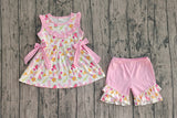 Sleeveless pink popsicle watermelon kids girls summer outfits