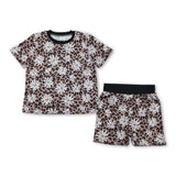 Short sleeves leopard floral top shorts girls summer outfits