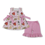 Sleeveless pink plaid tractor tunic shorts farm girls outfits