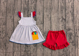 Plaid crayon embroidery tunic shorts girls back to school outfits