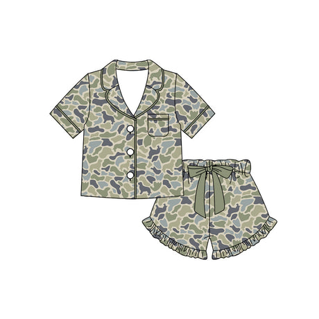 Short sleeves camo adult women summer button down pjs