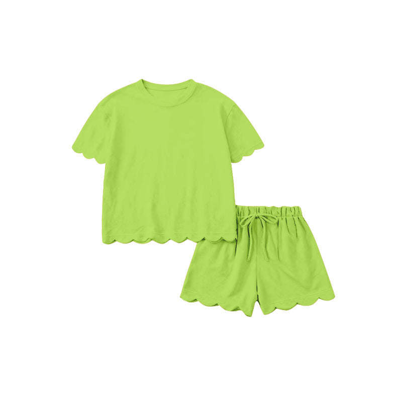 Lime green scallop top shorts adult women summer outfits