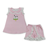 Pink stripe popsicle top shorts kids girls summer outfits