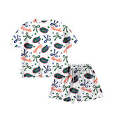 Short sleeves crocodile bow scallop girls team outfits