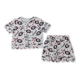 Short sleeves G stars bow scallop girls team outfits