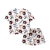 Short sleeves A U stars bow scallop girls team outfits