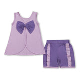 Sleeveless bow tunic purple shorts princess girls summer outfits
