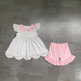 Floral scallop tunic ruffle shorts girls summer outfits
