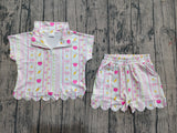 Apple pencil bow scallop girls back to school outfits