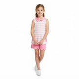 Pink stripe strawberry embroidery scallop girls outfits