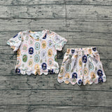 Short sleeves scallop floral toddler girls summer clothes