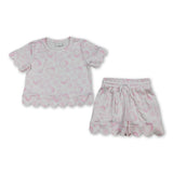 Short sleeves scallop shell starfish girls summer outfits