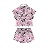 Plaid bow soccer scallop pullover shorts girls outfits
