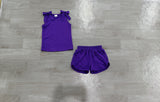 Sleeveless purple bow top shorts team girls outfits