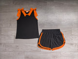 Sleeveless orange bow top shorts team girls outfits