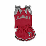 Sleeveless grey bow top elephant shorts A team girls outfits