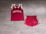 Sleeveless grey bow top elephant shorts A team girls outfits