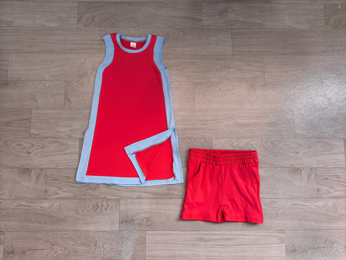 Red light blue dress shorts girls team active outfits