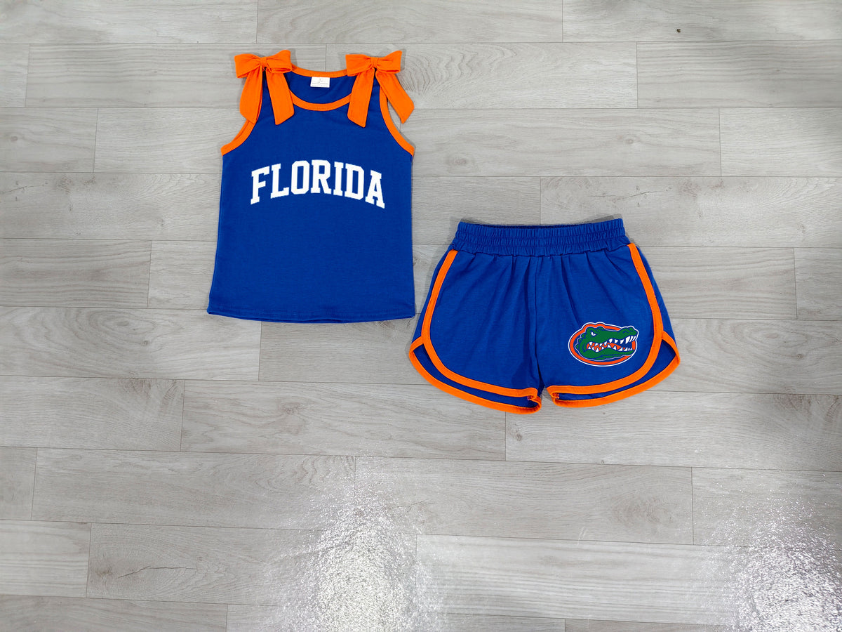Sleeveless blue top crocodile shorts boys team outfits