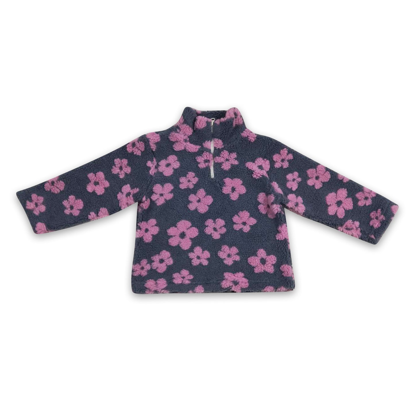 Grey pink flower thick kids girls pullover