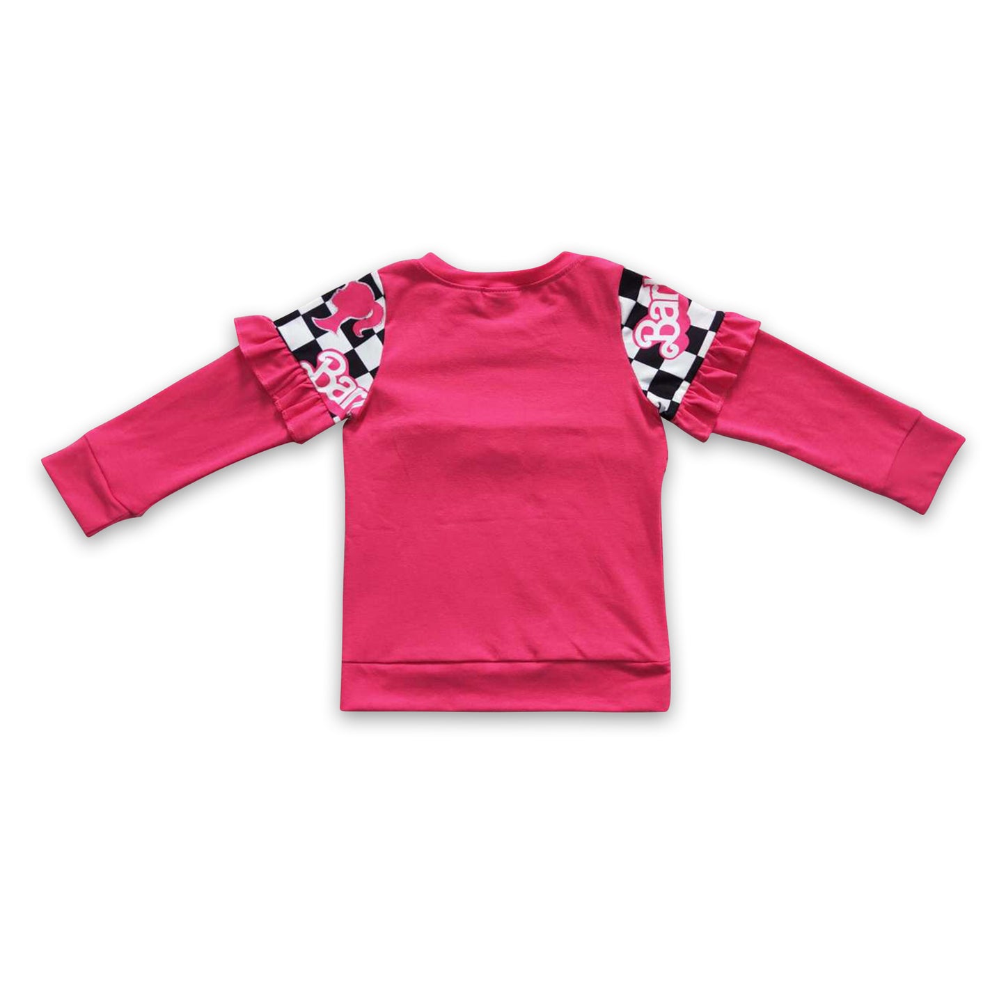 Hot pink plaid party girls ruffle shirt