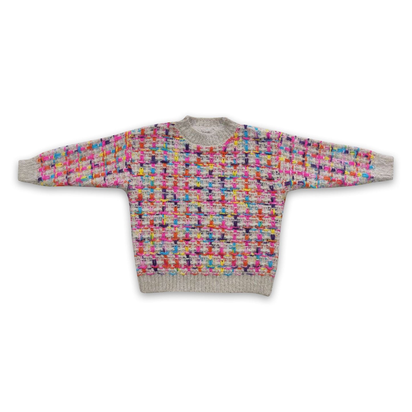 Coloful long sleeves kids girls sweater