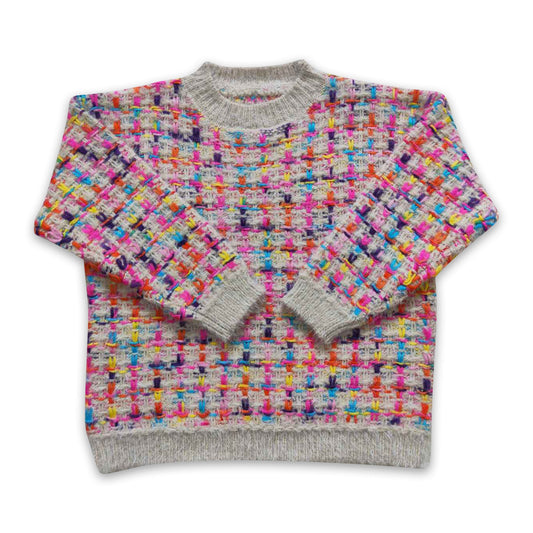 Coloful long sleeves kids girls sweater